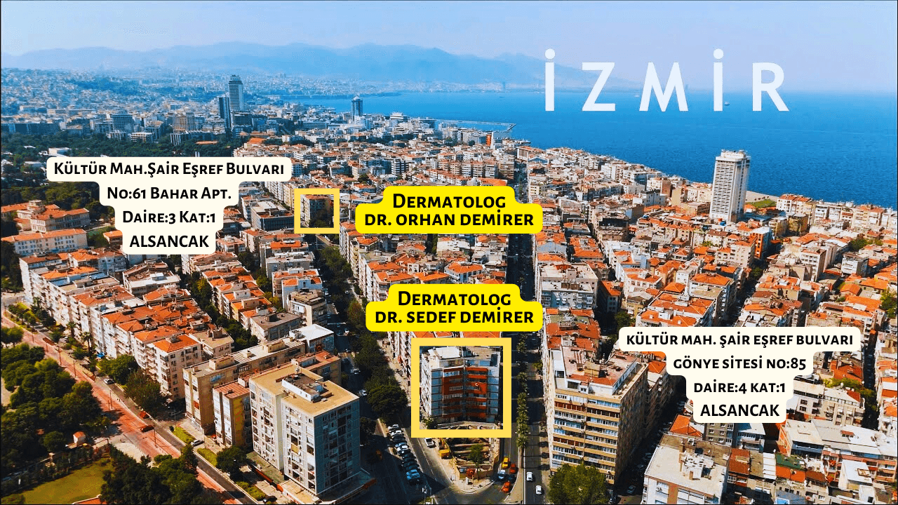 İzmir Alsancak Dr. Orhan Demirer ve Dr. Sedef Demirer dermatoloji muayenehaneleri kuş bakışı kroki